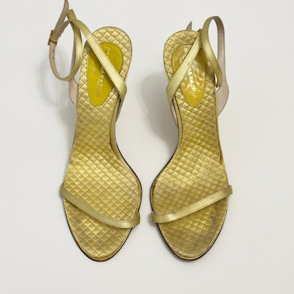 BCBGMaxAzria Yellow Strappy Open Toe Stiletto Heels, Size 6.5